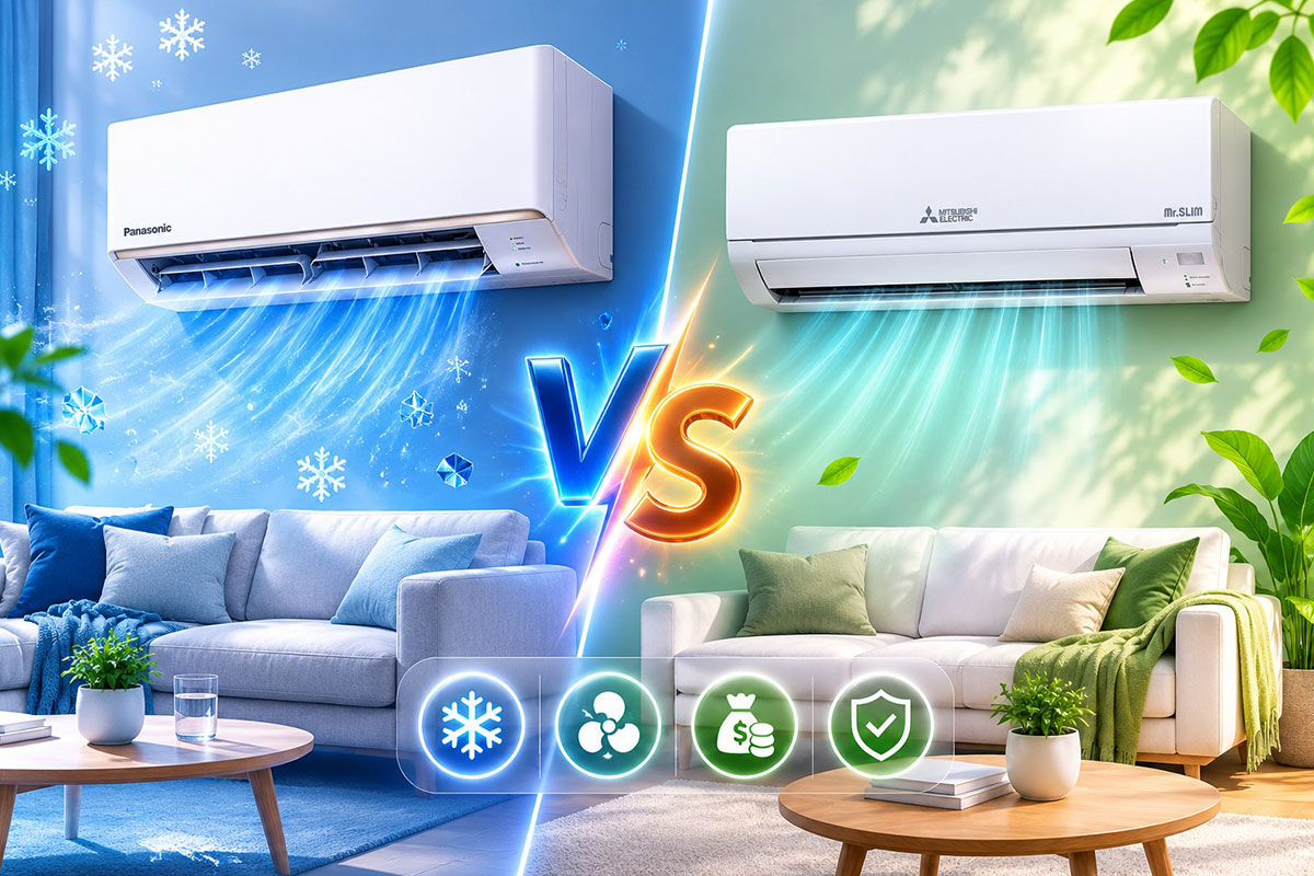 Mua điều hòa cơ nên chọn điều hòa Panasonic CS-N12AKH-8 hay Mitsubishi Electric MS-JS35VF?