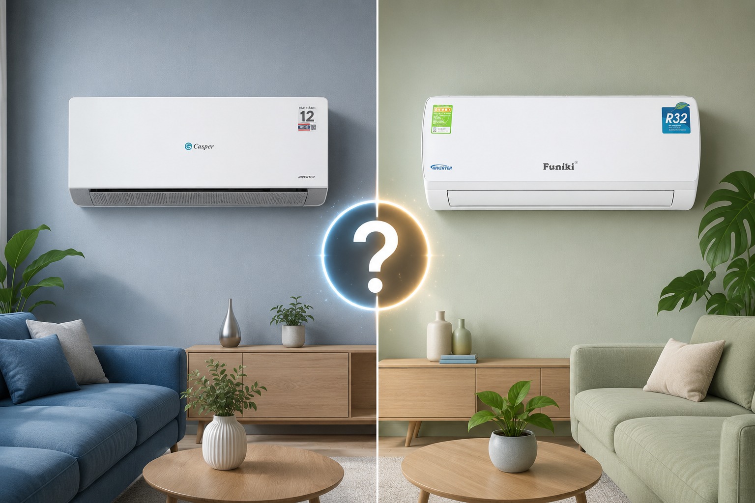 Cùng tầm giá 6 triệu, nên chọn mua điều hòa Casper QC-12IU36A hay Funiki HIC12TMU