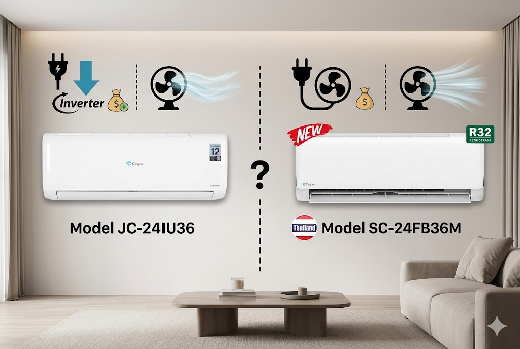 So sánh hai model điều hòa Casper JC-24IU36 và SC-24FB36M, nên mua loại nào?