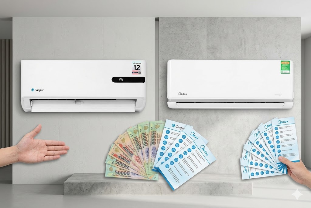 Cùng tầm giá 6 triệu, nên chọn điều hòa Casper GC-12IB36 hay Midea MSAGA-13CRDN8?