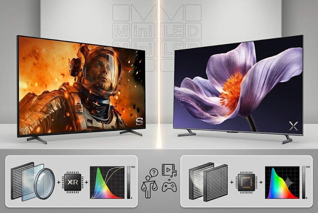 So sánh tivi Sony K-55XR50 và Xiaomi L55MB-SSEA, nên chọn mua tivi Mini LED nào?