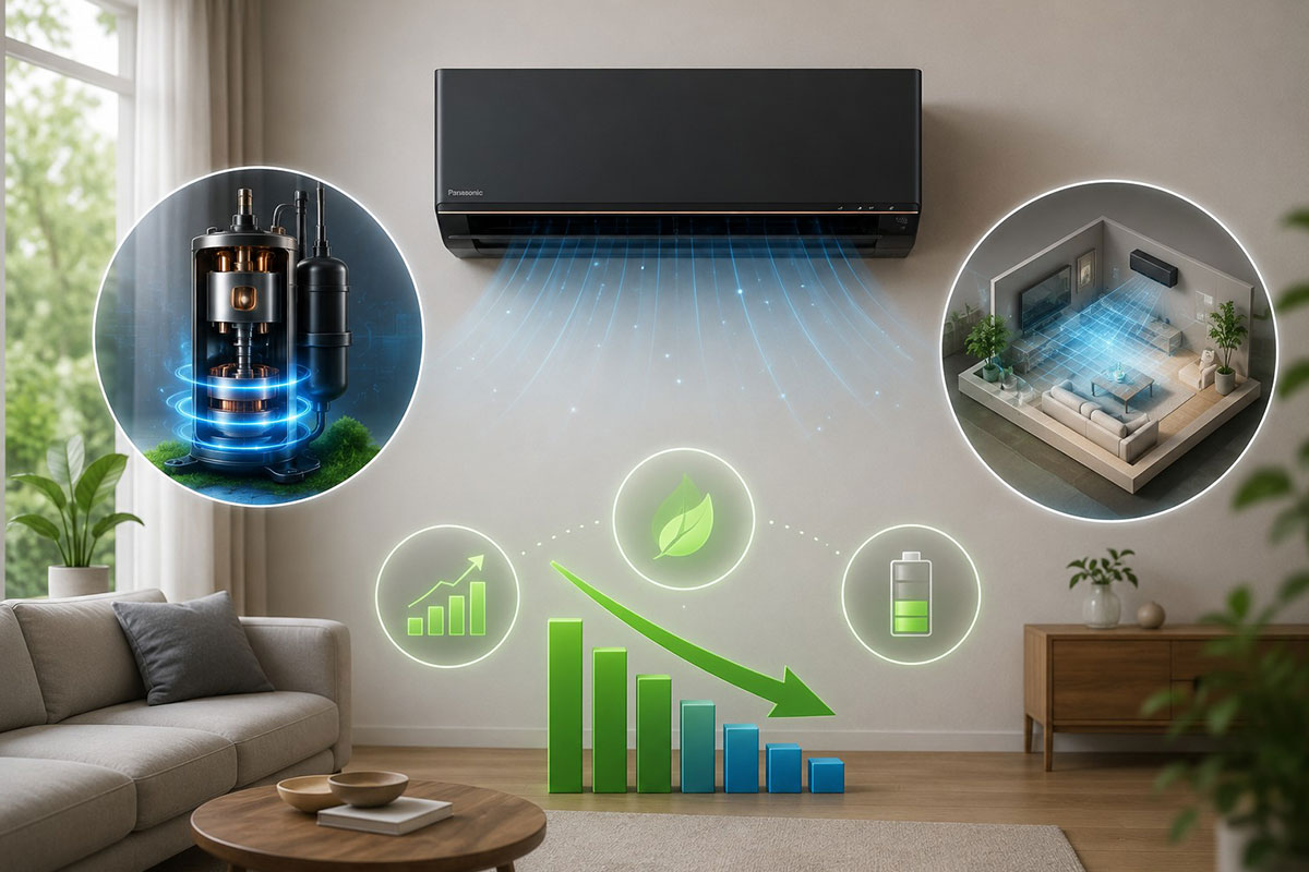 Công nghệ Inverter và ECO AI trên điều hòa Panasonic CS-AU12BKH-8 tiết kiệm điện thế nào?