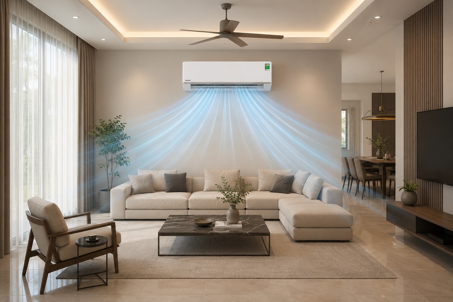 Phòng khách 40m2 dùng điều hòa Panasonic CS-N24AKH-8 có đủ mát không?