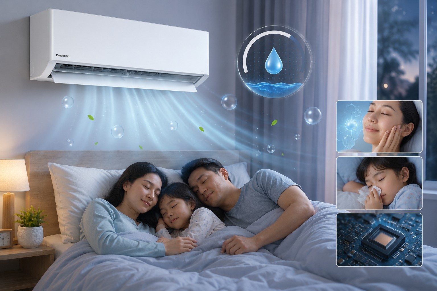Hết lo khô da, nghẹt mũi khi ngủ nhờ cảm biến độ ẩm trên điều hòa Panasonic CS-U9BKH-8