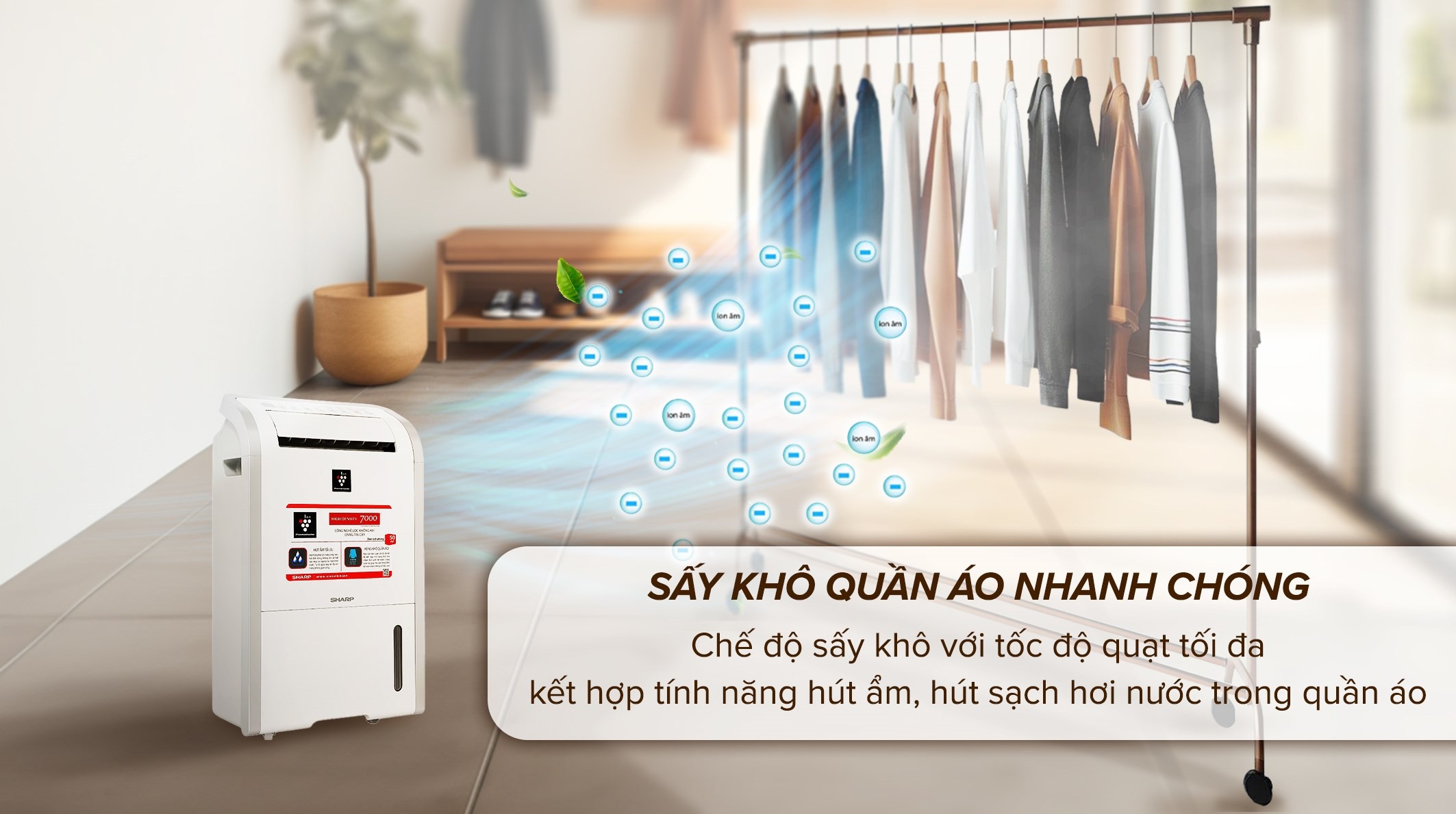 Mẹo sấy khô quần áo nhanh chóng với máy hút ẩm Sharp DW-D20A-W