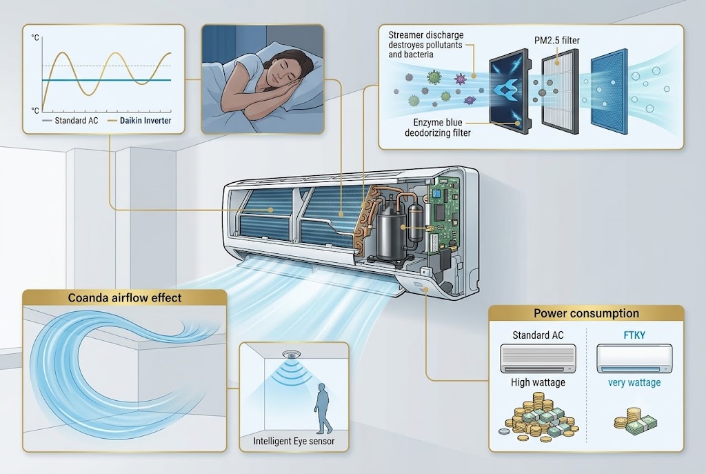 Đắt gấp đôi máy thường, điều hòa Daikin inverter FTKY25ZVMV có gì đáng tiền đến thế?