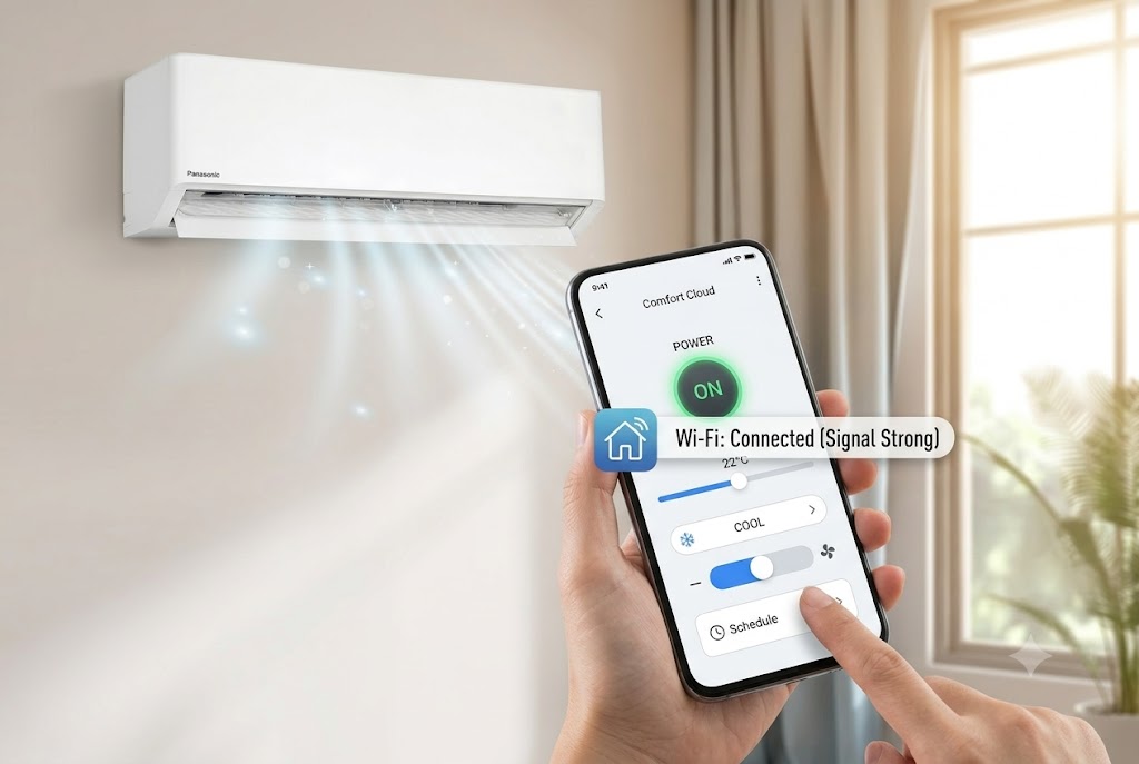 Ở ngoài đường vẫn bật được điều hòa, trải nghiệm tiện ích Wifi trên điều hòa Panasonic CS-U24BKH-8