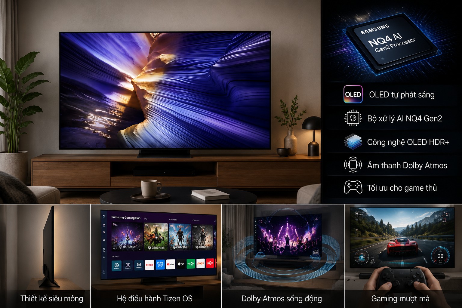 Review tivi Samsung OLED Vision AI 65 inch QA65S90HAKXXV có gì đáng chú ý?
