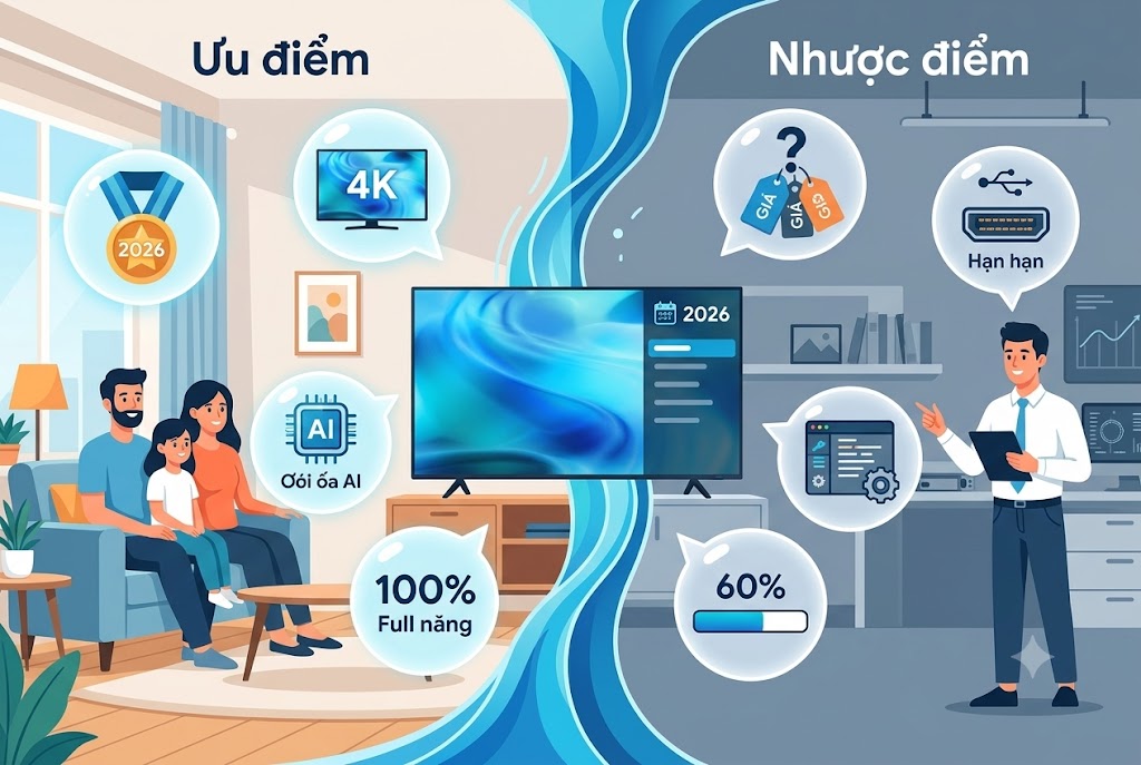 Đánh giá ưu nhược điểm của smart tivi Samsung 75 inch UA75U8000HKXXV năm 2026