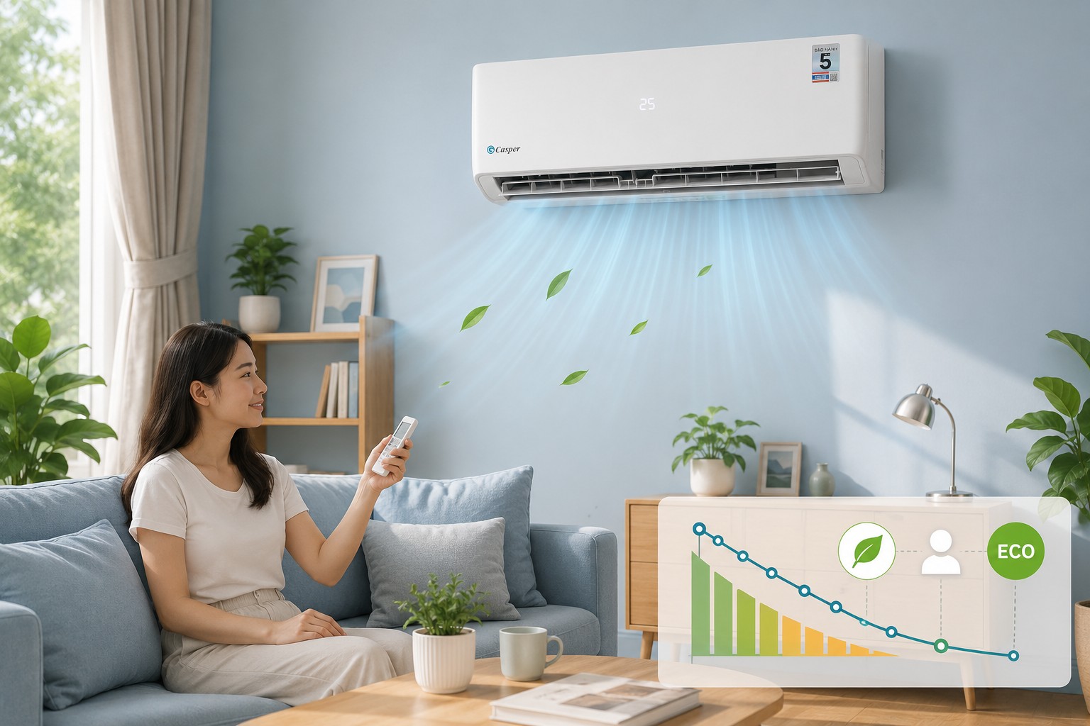 Máy cơ vẫn tiết kiệm điện? Mẹo dùng cảm biến Eco trên điều hòa Casper 12000btu SC-12FB36A