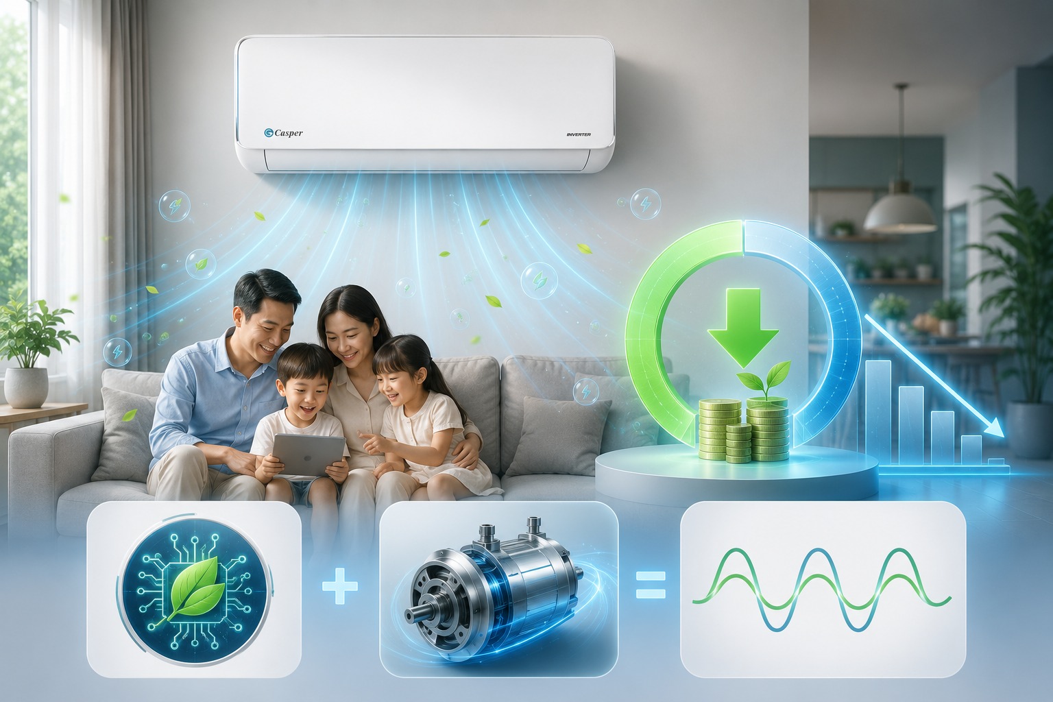 Liệu công nghệ iSave và Inverter trên điều hòa Casper JC-18IU36 có giúp giảm 50% tiền điện?
