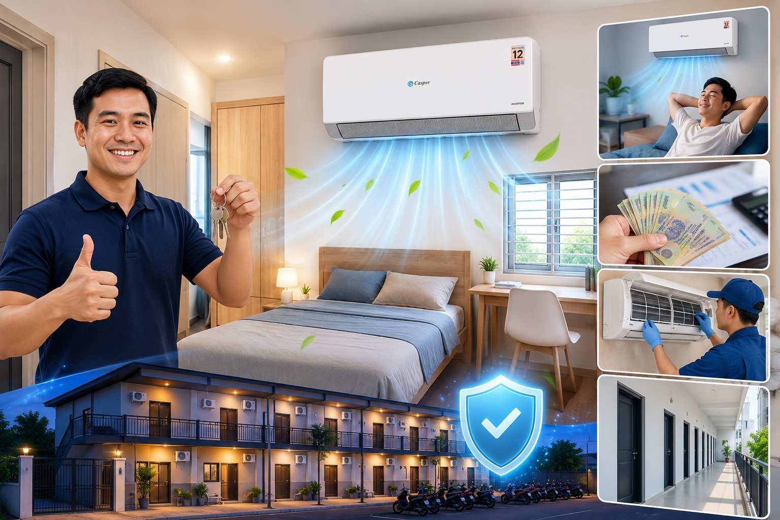 Lý do chủ trọ nên ưu tiên lắp đặt ngay loạt điều hòa Casper 1 chiều QC-09IU36A