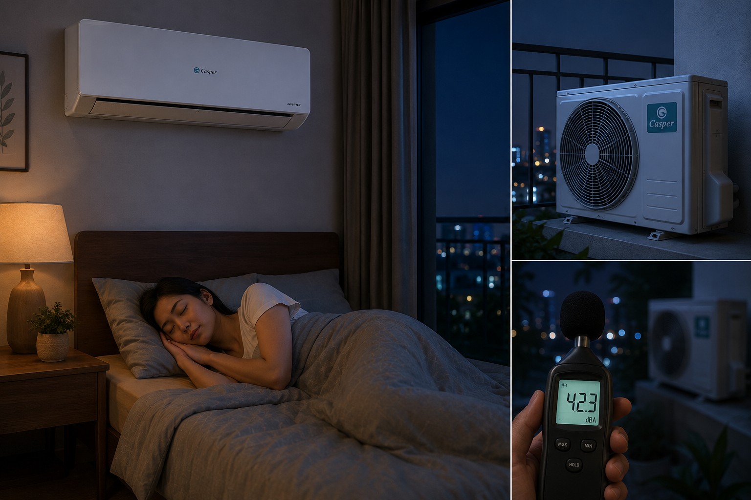Điều hòa Casper QC-12IU36A chạy có ồn không? Đánh giá độ ồn dàn nóng khi về đêm