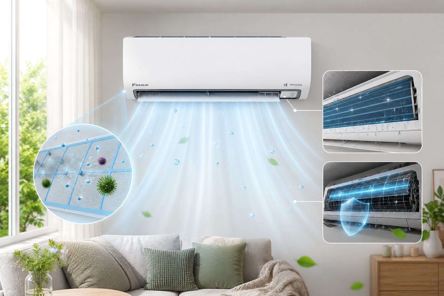 Điều hòa Daikin FTKF60ZVMV, giải pháp lọc không khí và chống ẩm mốc hiệu quả