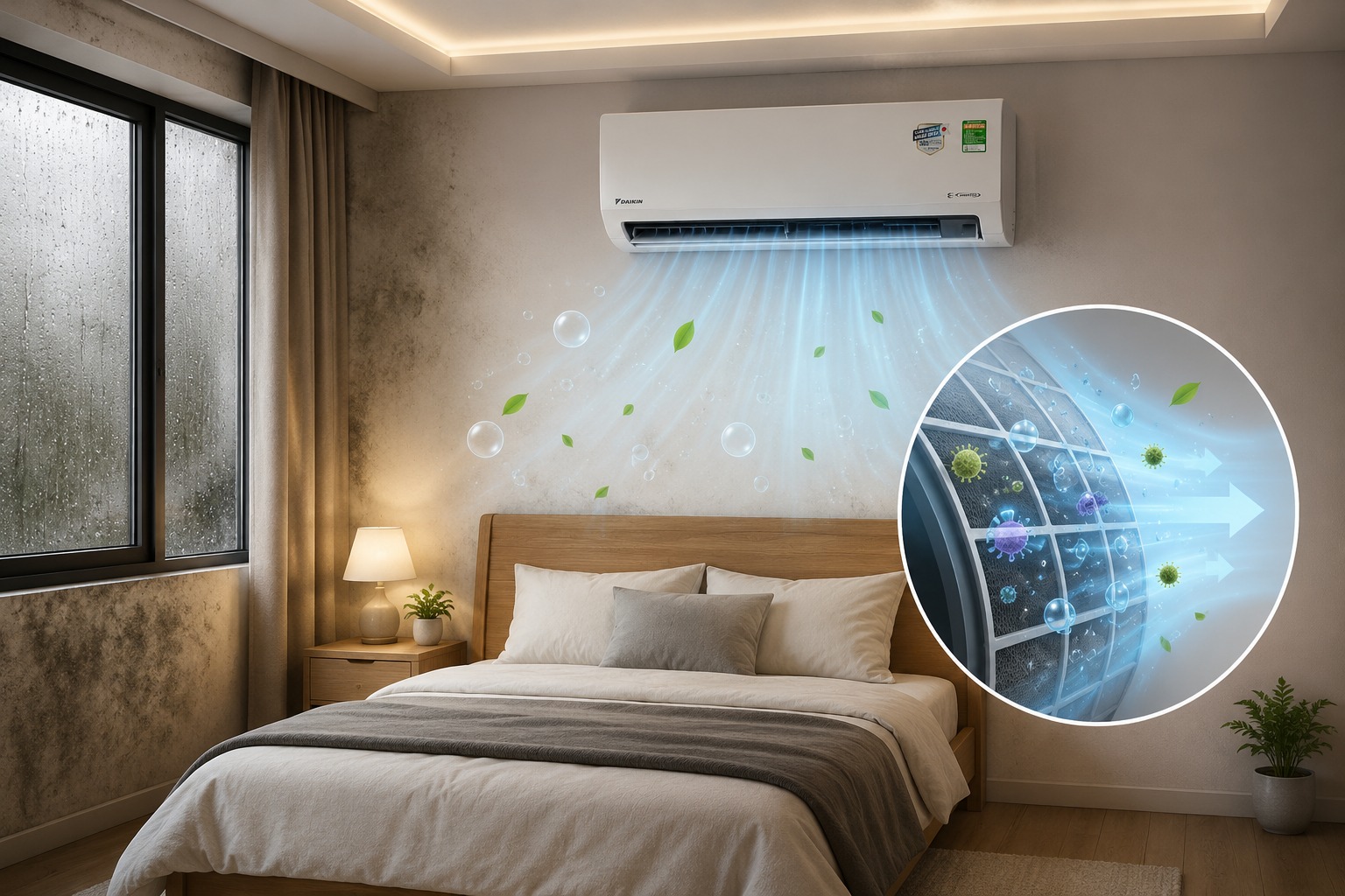 Điều hòa Daikin FTKF35ZVMV liệu có thực sự khử được mùi ẩm mốc phòng ngủ mùa nồm?