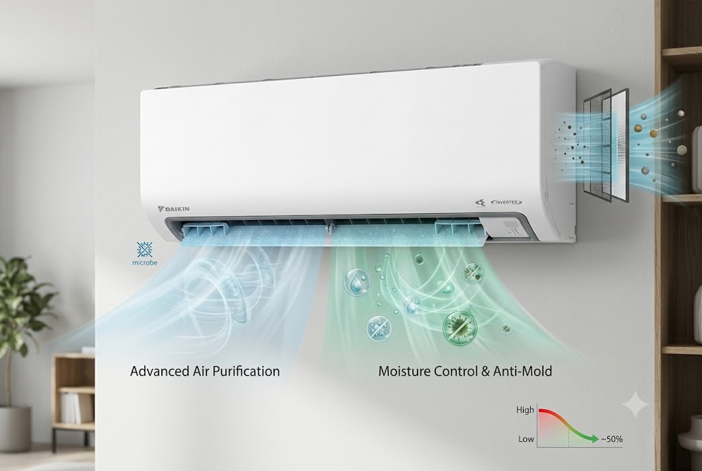 Điều hòa Daikin FTKF60ZVMV, giải pháp lọc không khí và chống ẩm mốc hiệu quả