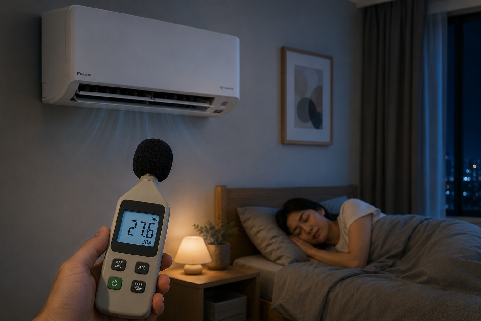 Điều hòa Daikin FTKY35ZVMV chạy có ồn không? Đo độ ồn thực tế khi bật chế độ ngủ