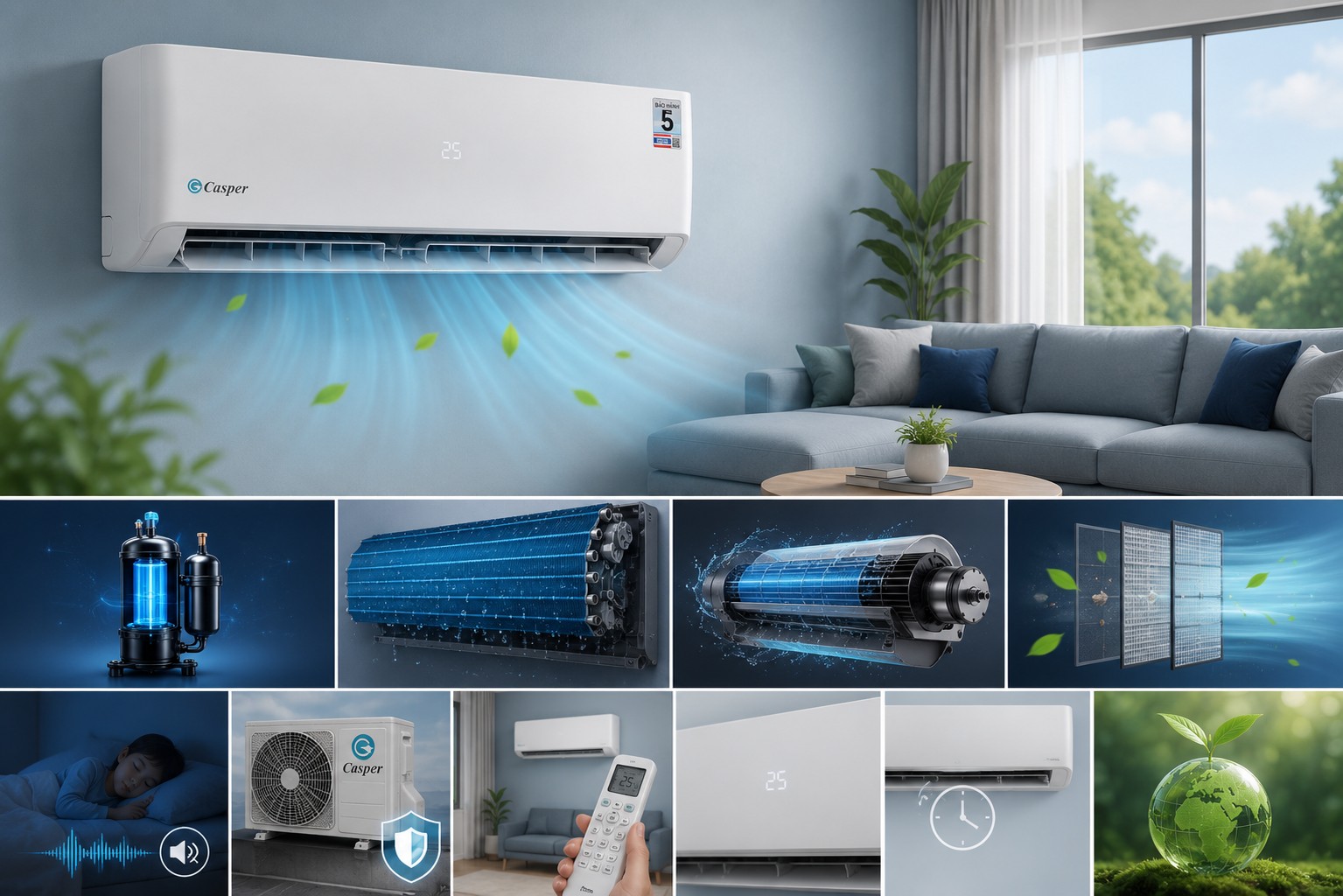 Giới thiệu điều hòa Casper 18000btu SC-18FB36M và các tính năng có trên máy