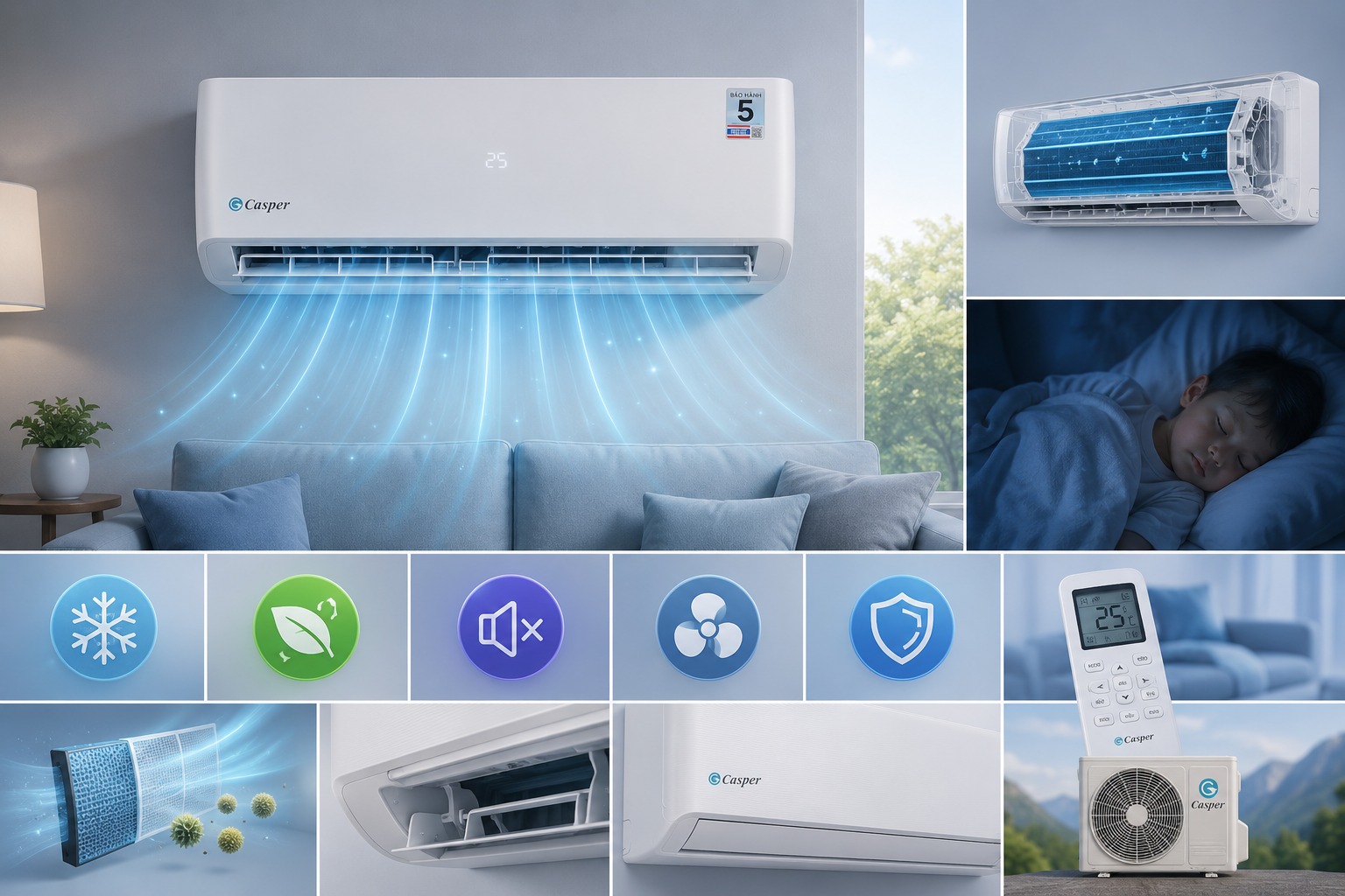 Giới thiệu điều hòa Casper 18000btu SC-18FB36M và các tính năng có trên máy