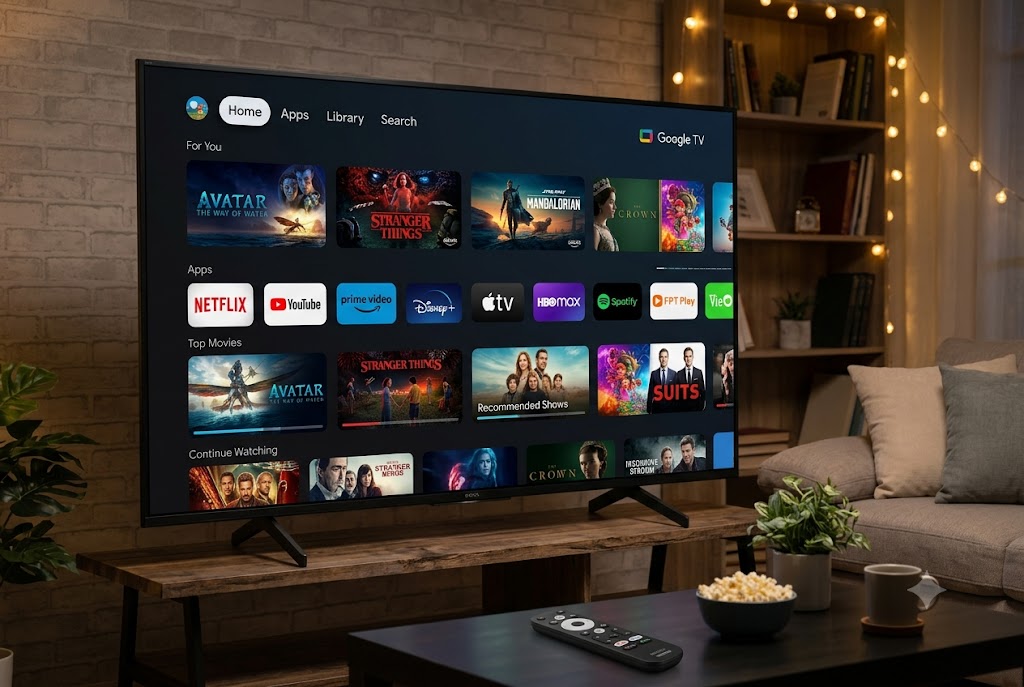 Hệ điều hành Google TV trên tivi Sony 50 inch K-50S25VM2 có gì hấp dẫn?