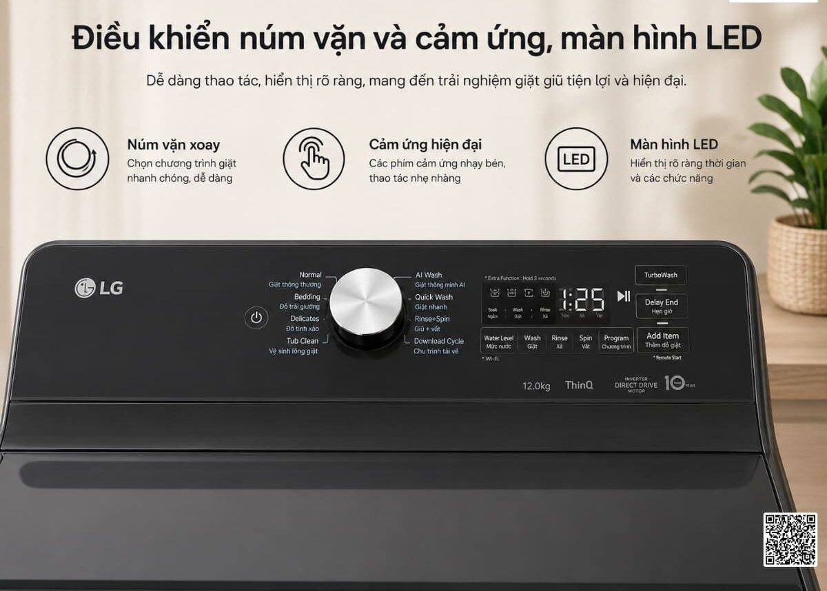 Máy giặt LG 12kg TX2312DT5O vừa ra mắt chất lượng giặt giũ  cho gia đình