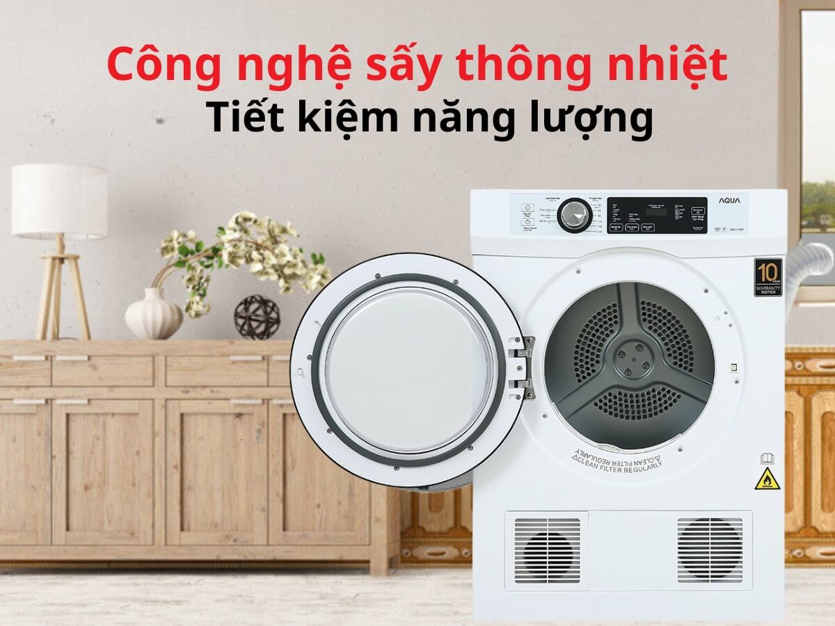 Máy sấy quần áo Aqua AQH-V700FW và những tính năng hữu ích có trong máy