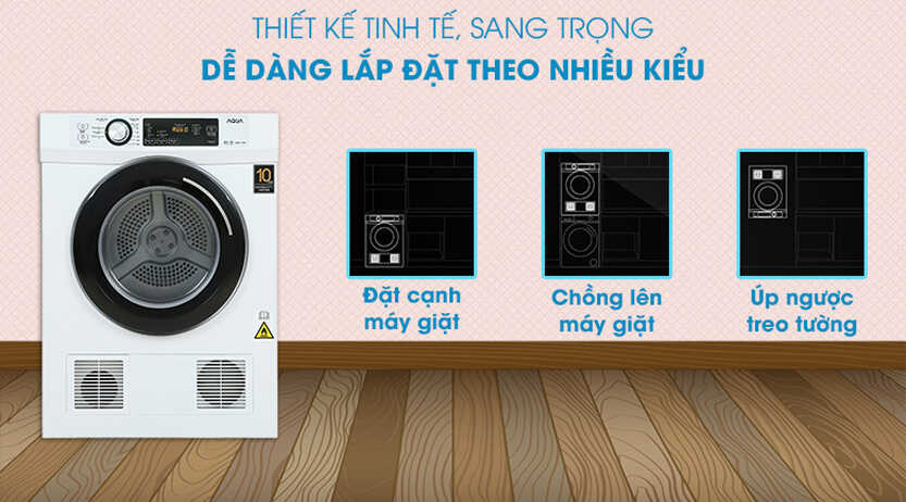 Máy sấy quần áo Aqua 7kg AQH-V700FW sử dụng linh hoạt sấy khô hoàn hảo
