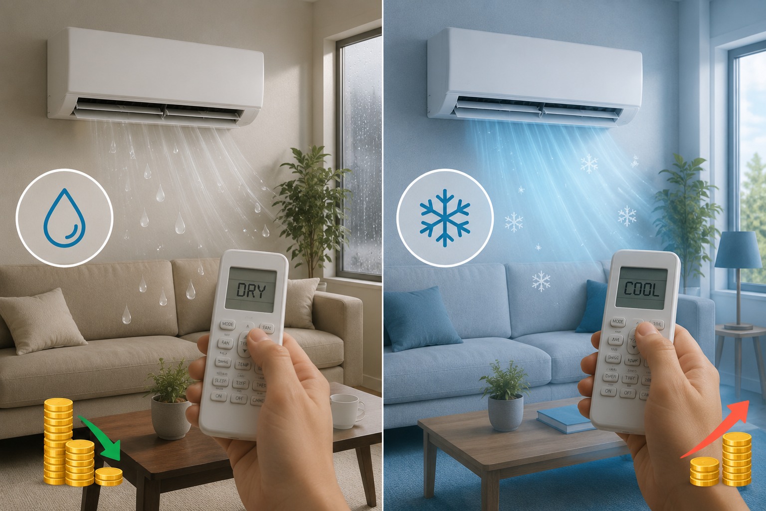 Chế độ Dry và Cool trên điều hòa bật chế độ nào đỡ tốn điện hơn?