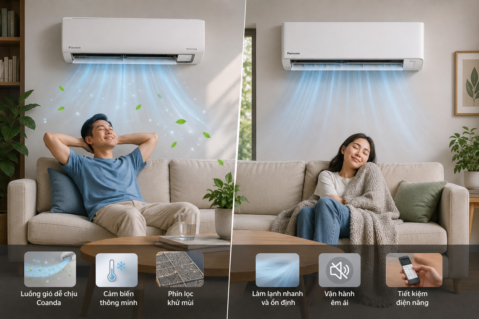 So sánh điều hòa Daikin FTKB35ZVMV và Panasonic CS-RU12CKH-8D, máy nào dễ chịu hơn?