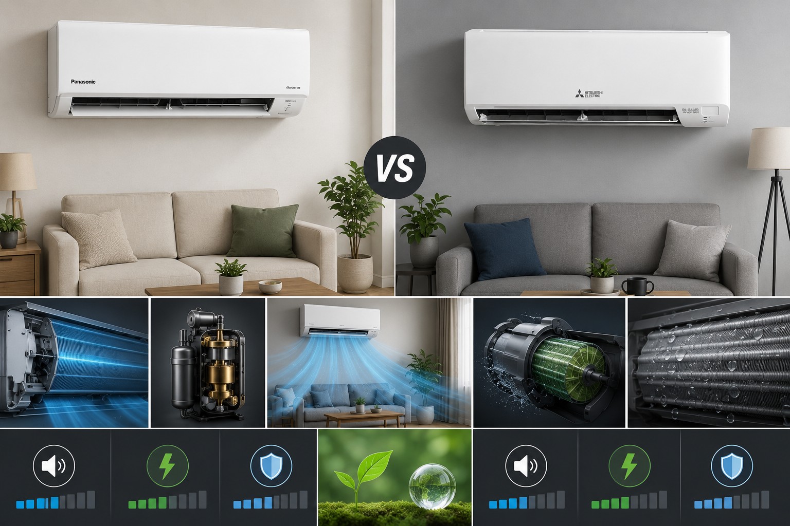 So sánh điều hòa Panasonic CS-RU9CKH-8D và Mitsubishi MSY-JA25VF, máy nào tốt hơn?
