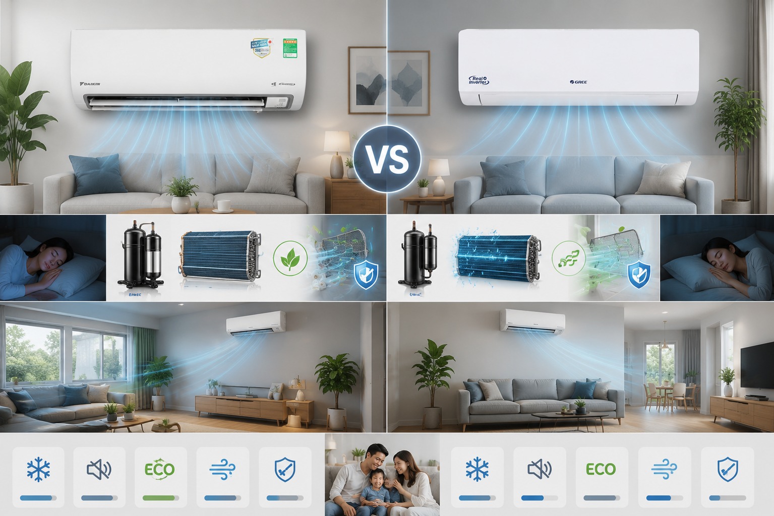 So sánh điều hòa Daikin FTKF50ZVMV và Gree BD18CI, nên đầu tư loại nào?