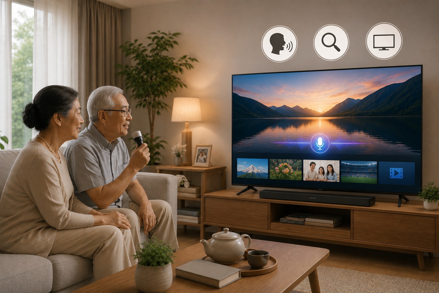 Mua tivi cho bố mẹ già, tivi Sony K-55S25VM2 là lựa chọn số 1 với tính năng tìm kiếm bằng giọng nói