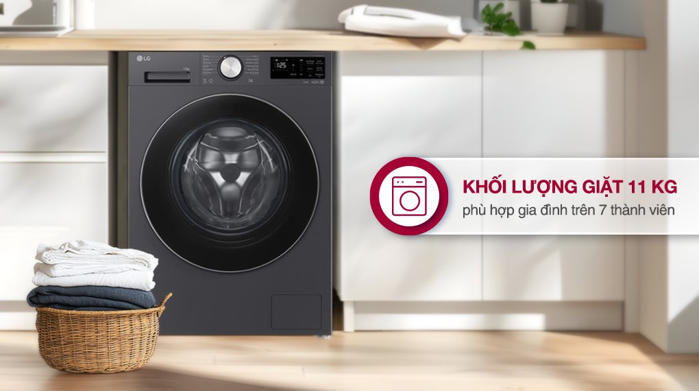 Máy giặt LG cửa ngang 11kg FX1411N5G có phù hợp với gia đình đông người? Có gì nổi bật?
