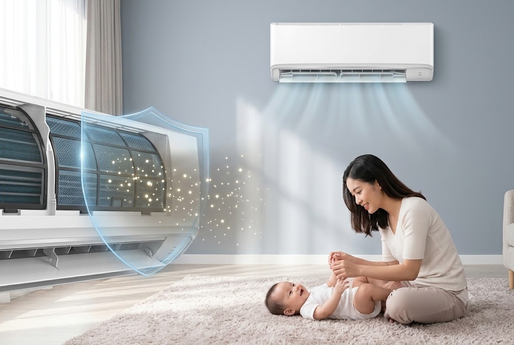 Nhà có trẻ nhỏ đừng bỏ qua điều hòa Panasonic CS-N9AKH-8 với lá chắn lọc bụi mịn cực đỉnh