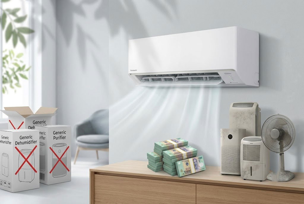 Tiết kiệm chi phí mua sắm với điều hòa Panasonic CS-RU18CKH-8D kiêm máy lọc không khí