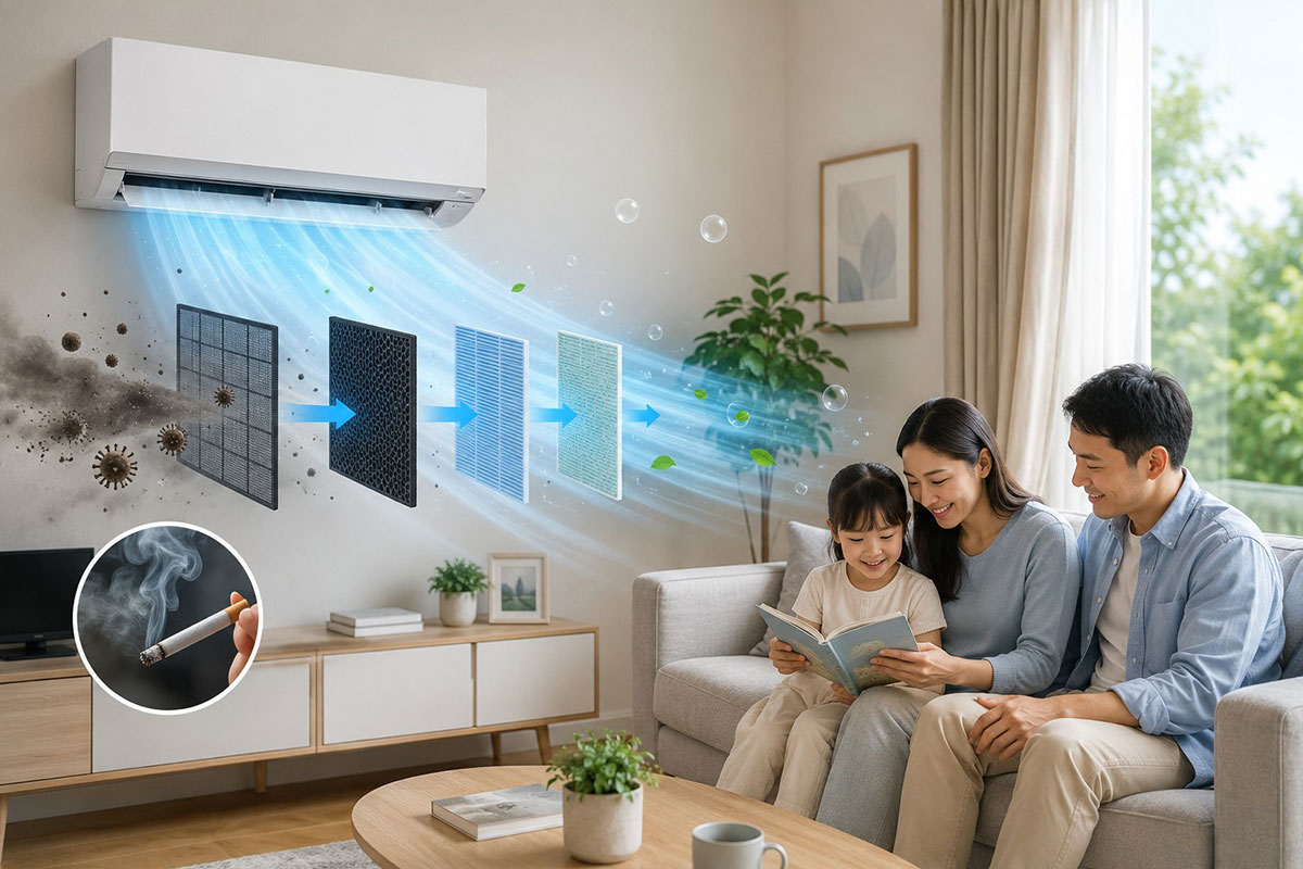 Điều hòa Panasonic CS-XU9BKH-8 lọc bụi mịn PM2.5 và khử mùi thuốc lá như thế nào?