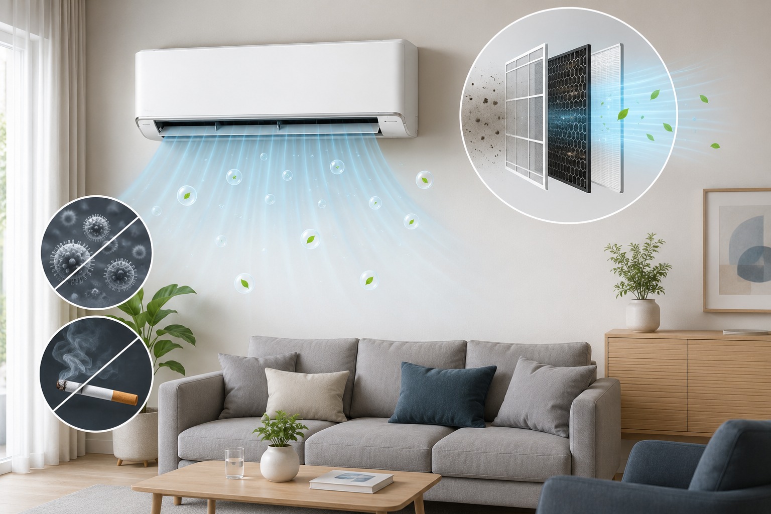 Điều hòa Panasonic CS-XU9BKH-8 lọc bụi mịn PM2.5 và khử mùi thuốc lá như thế nào?