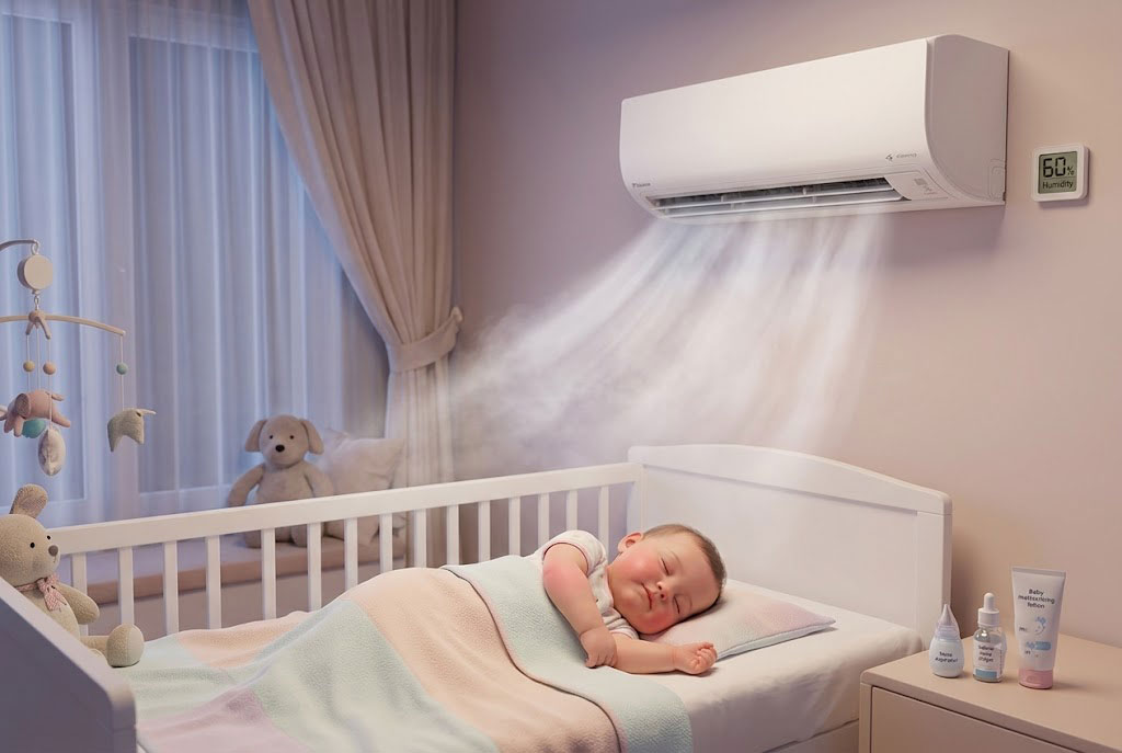 Điều hòa Daikin FTKF25ZVMV, giải pháp chống khô da và nghẹt mũi cho trẻ nhỏ khi nằm điều hòa