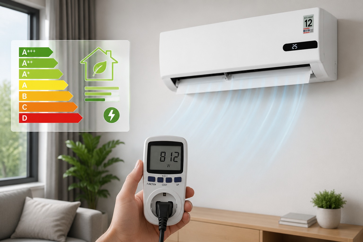 Điều hòa Casper 12000btu GC-12IB36 có tiết kiệm điện không? Tiêu thụ bao nhiêu W?