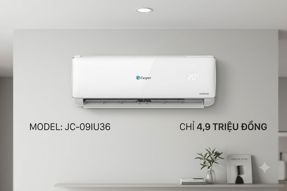 Chỉ 4,9 triệu đồng, điều hòa Casper JC-09IU36 liệu có phải máy Inverter rẻ nhất hiện nay?