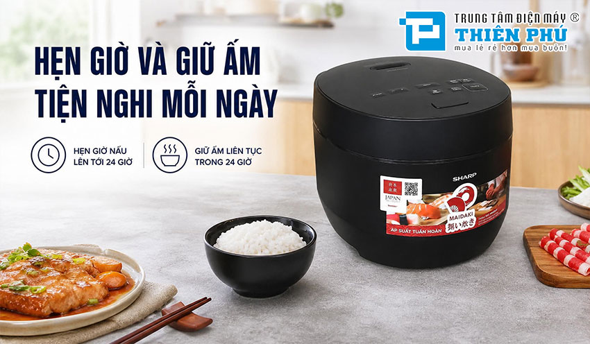 Nồi Cơm Điện Cao Tần Áp Suất Tuần Hoàn Sharp KS-TW181V-B 1.8 Lít
