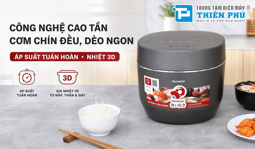 Nồi Cơm Điện Cao Tần Áp Suất Tuần Hoàn Sharp KS-XW181V-S 1.8 Lít