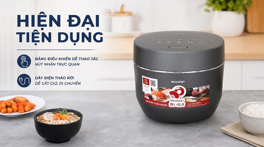 Nồi Cơm Điện Cao Tần Áp Suất Tuần Hoàn Sharp KS-XW181V-S 1.8 Lít