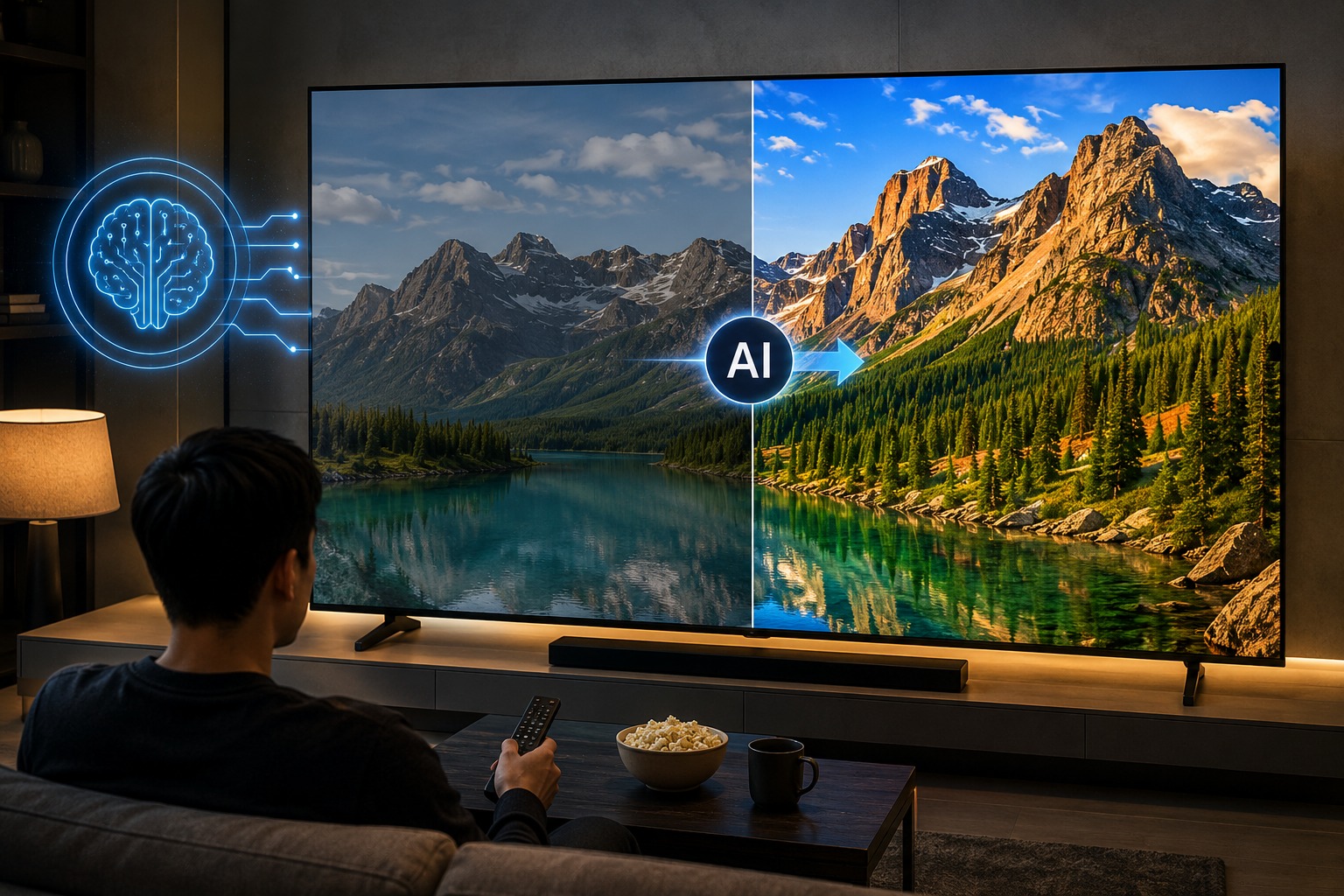Đánh giá khả năng tự động tối ưu hóa hình ảnh bằng AI của tivi Samsung 85 inch UA85M77HAKXXV