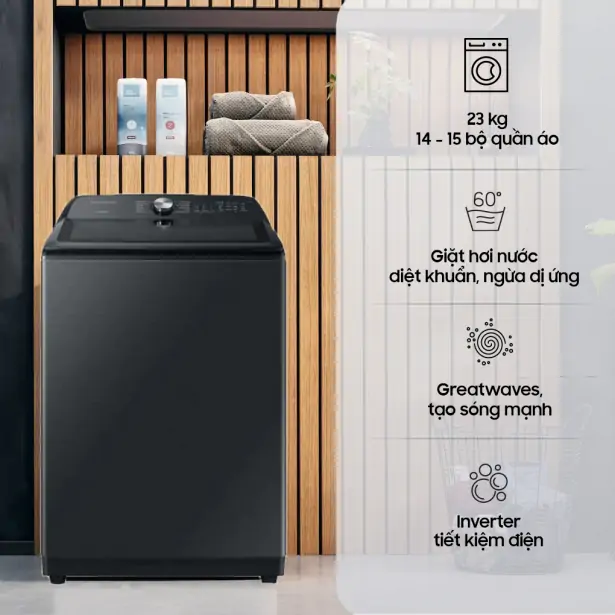 Máy giặt Samsung giá rẻ 23kg WA23A8377GV/SV nhập khẩu từ đâu? Chính sách bảo hành thế nào?