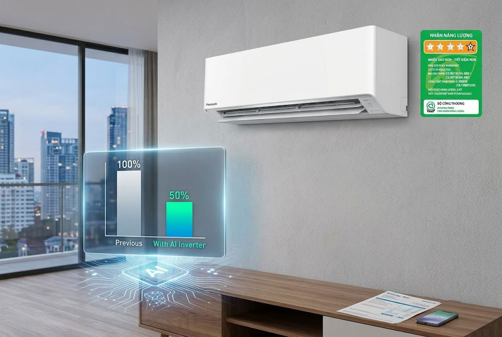 Thực hư công nghệ AI giúp điều hòa Panasonic inverter CS-RU18CKH-8BD tiết kiệm 50% tiền điện?