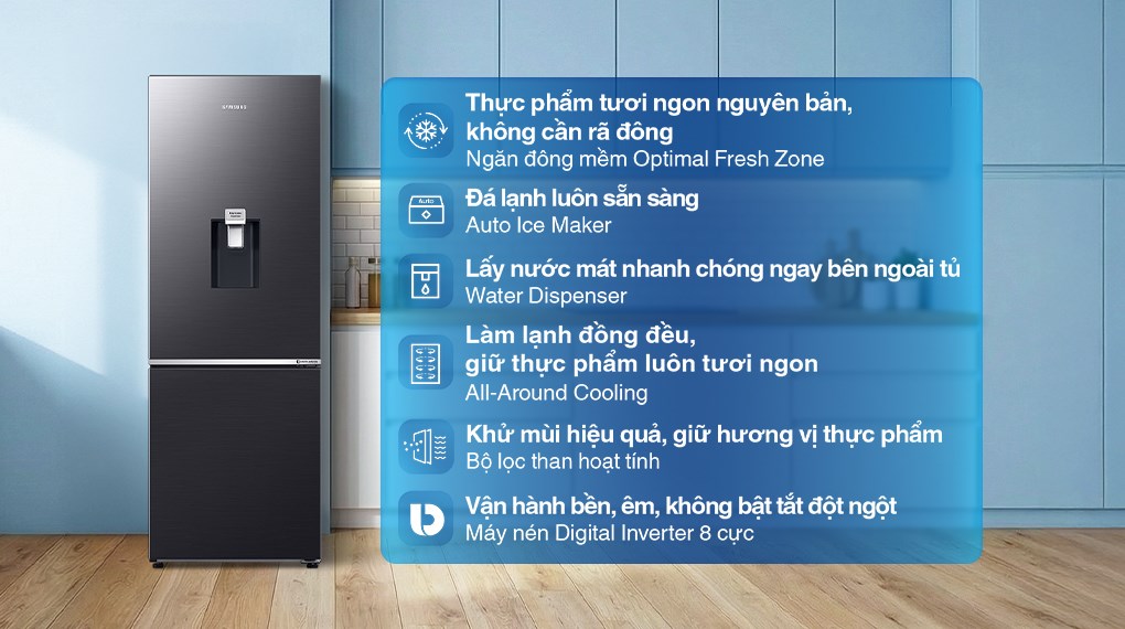 Tủ lạnh Samsung RB30N4190B1/SV 307 lít lý tưởng cho gia đình dưới 4 người
