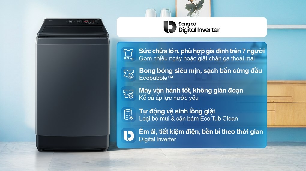 Máy giặt 12kg LG TX2312DT5O và Samsung WA40F12E4CSV loại nào vượt trội hơn về công nghệ giặt
