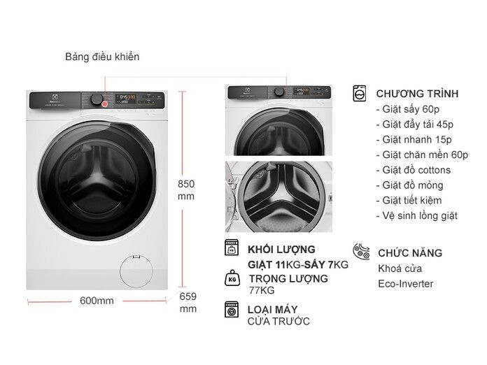Máy giặt sấy Electrolux giá rẻ EWW1143R7SC và EWW1123P5W: Nên sử dụng loại nào? 
