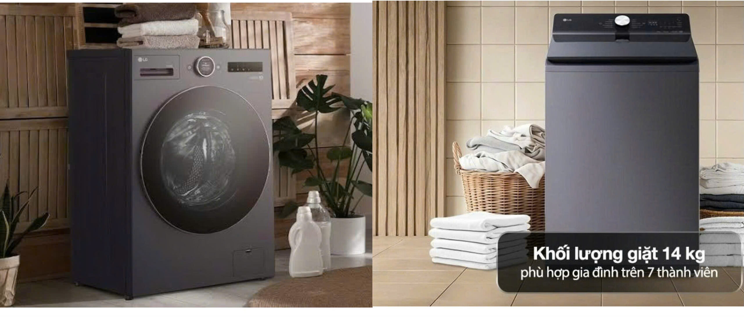 So sánh máy giặt LG 14kg T2314DX5G ( lồng đứng) và FX1414S3KA (lồng ngang)- Model nào nên dùng? 